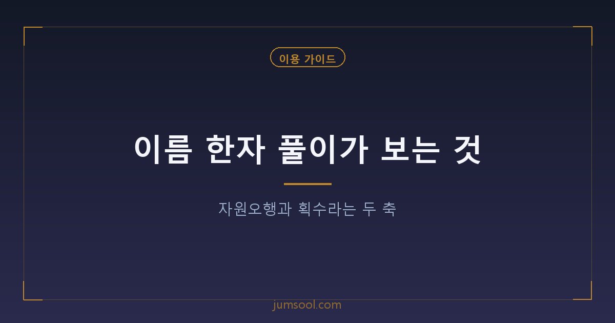 이름 한자 풀이가 보는 것 — 자원오행과 획수라는 두 축